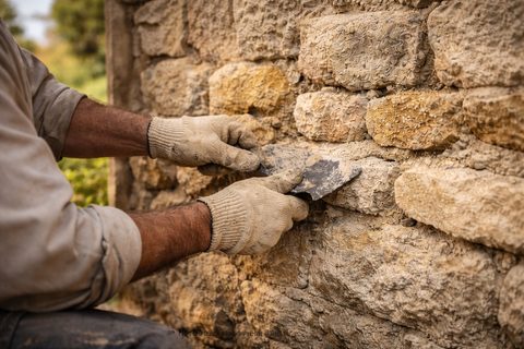 Reprise de soubassement en moellons à Falleron par La P'tite Réno
